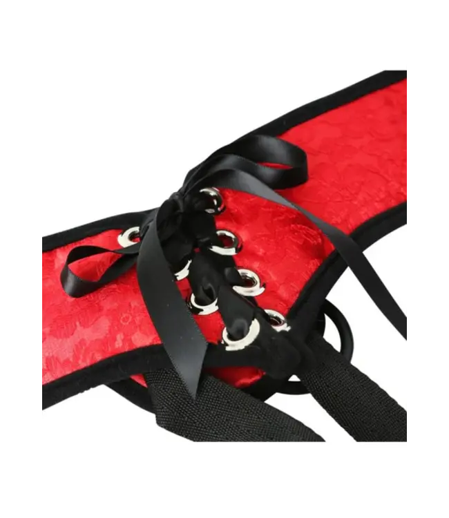 Sunrise Red Lace Corsette Strap on Harness | Sportsheets