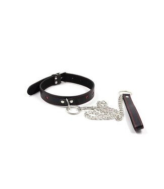 Kulla Black Collar with red hearts and leash