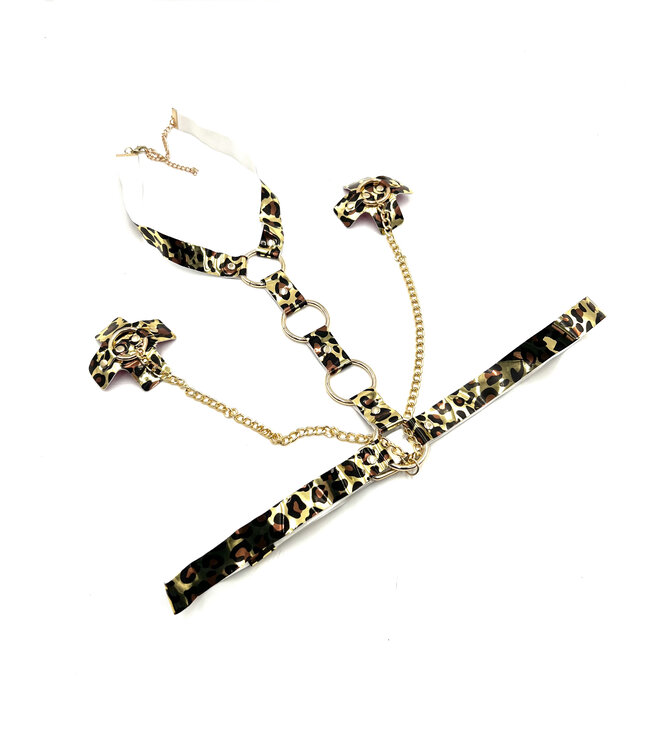 Rave Chest Harness with Cross Pasties