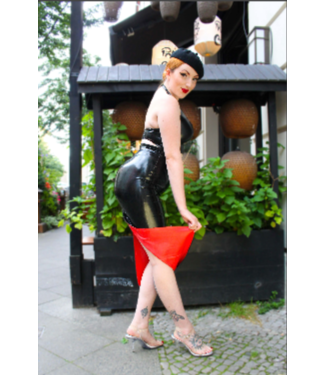 Peter Domenie Long  Black & red Latex Pencil skirt