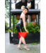 Long  Black & red Latex Pencil skirt