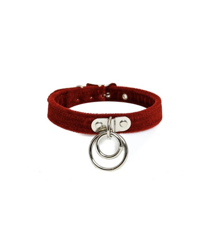 Velvet Double O-Ring BDSM Collar