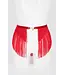 Rouge Bondage Skirt | Red Fringe Fetish Belt with Handcuffs