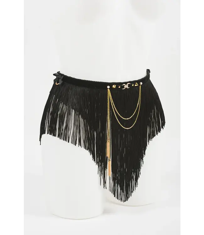 Josephine Noir Fringe  Skirt | Luxury Kink