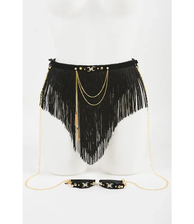Josephine Noir Fringe  Skirt | Luxury Kink