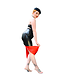 Long  Black & red Latex Pencil skirt