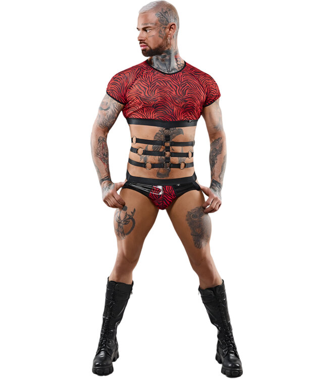 Black and Red Zebra Crop top with straps