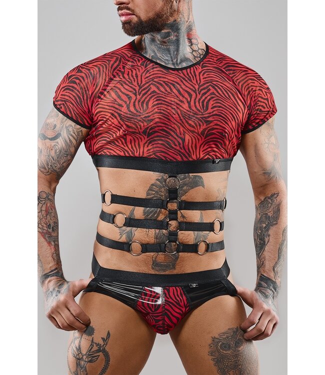Black and Red Zebra Crop top with straps