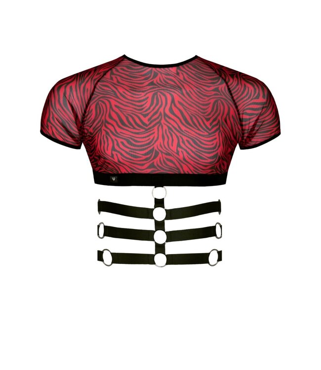 Black and Red Zebra Crop top with straps