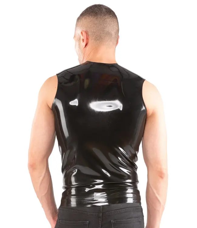 Zip Front Sleeveless Latex T-Shirt