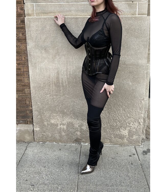 Mesh and Vinyl Underbust Corset