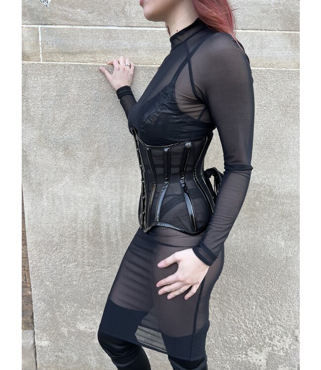 Mesh and Vinyl Underbust Corset