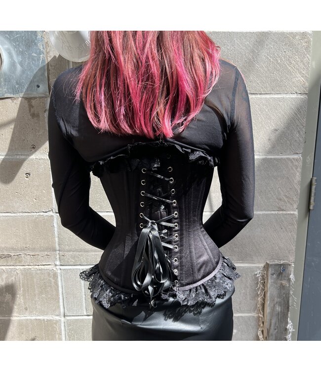 Satin Overbust Corset with lace frills