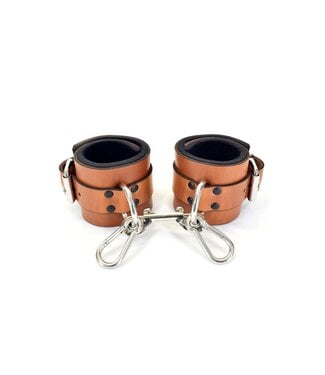 Axovus LLC Lined Brown Leather Ankle Bondage Cuffs