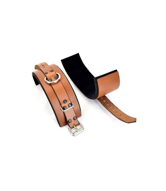 Brown Latigo Leather Wrist Bondage Cuffs
