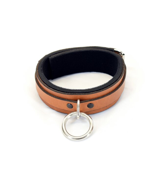 Classic  Brown Leather Padded Bondage Collar