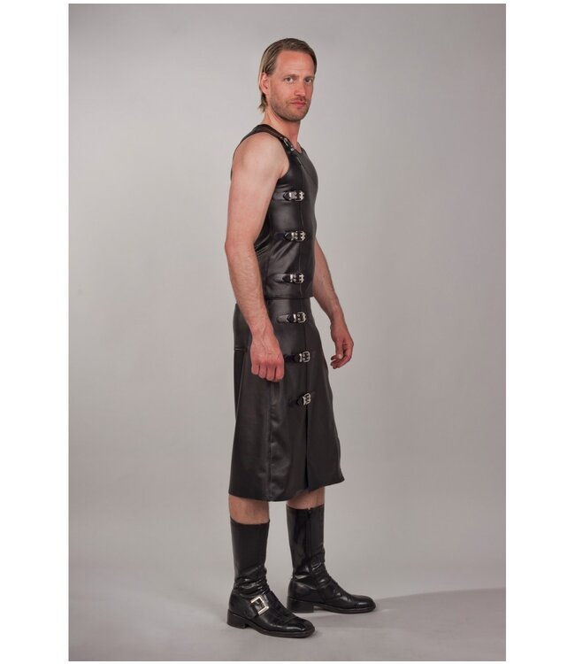 Sleeveless top with four buckles and front zipper