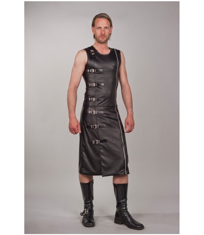 Sleeveless top with four buckles and front zipper