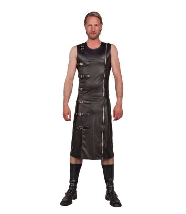 Sleeveless top with four buckles and front zipper