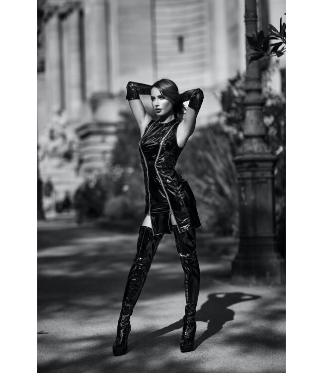 Louvre double zipper vinyl dress
