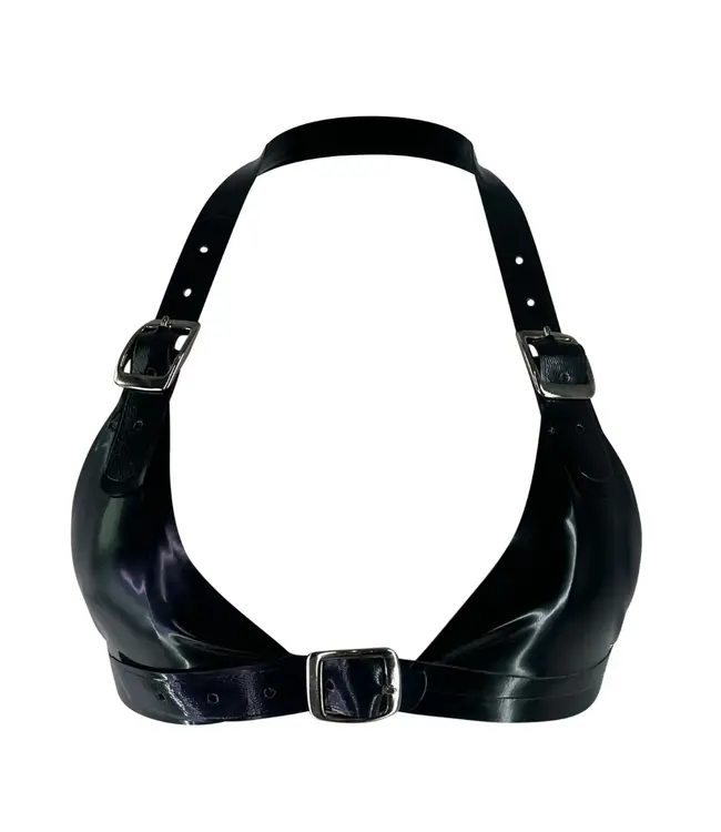 Halter Latex Buckle Bra