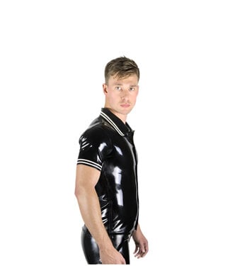 Latex101 Latex Polo Shirt with white stripes