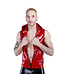 Red and Black Latex Sleeveless Hoodie With Front Zip