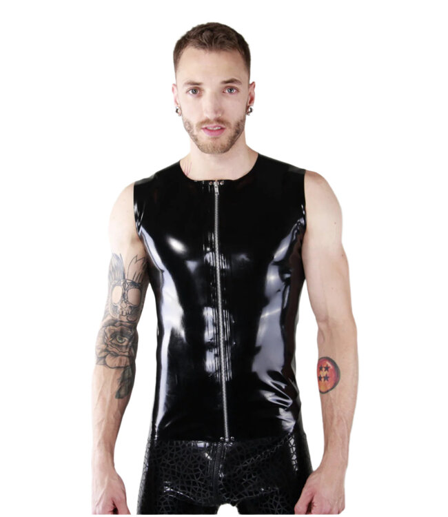 Black Latex Zip Top