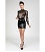 Peter Domenie Transparent Black Long-Sleeved Latex Blouse with Pleats