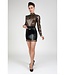 Transparent Black Long-Sleeved Latex Blouse with Pleats