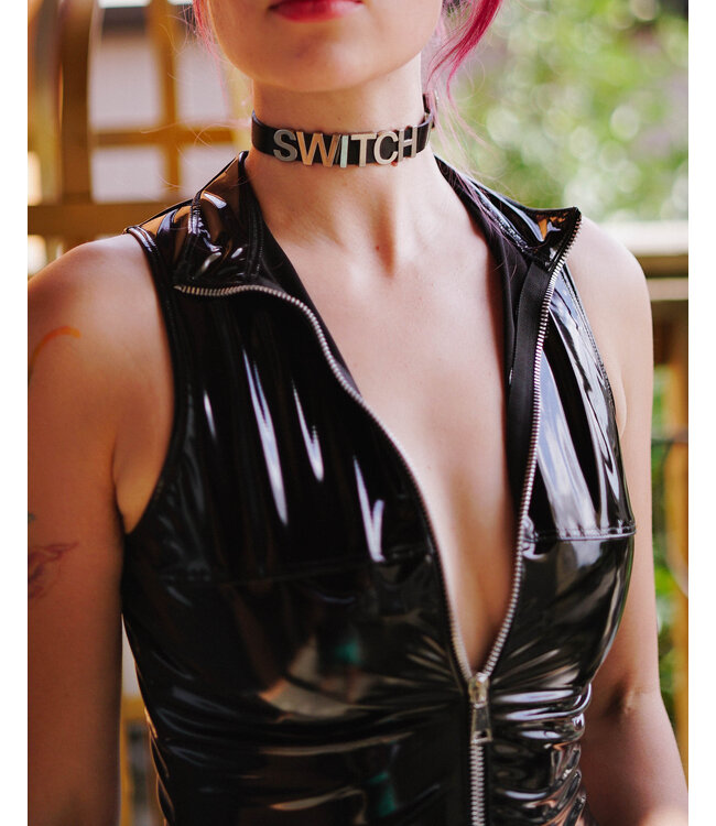 Black Vinyl Name Statement  Choker