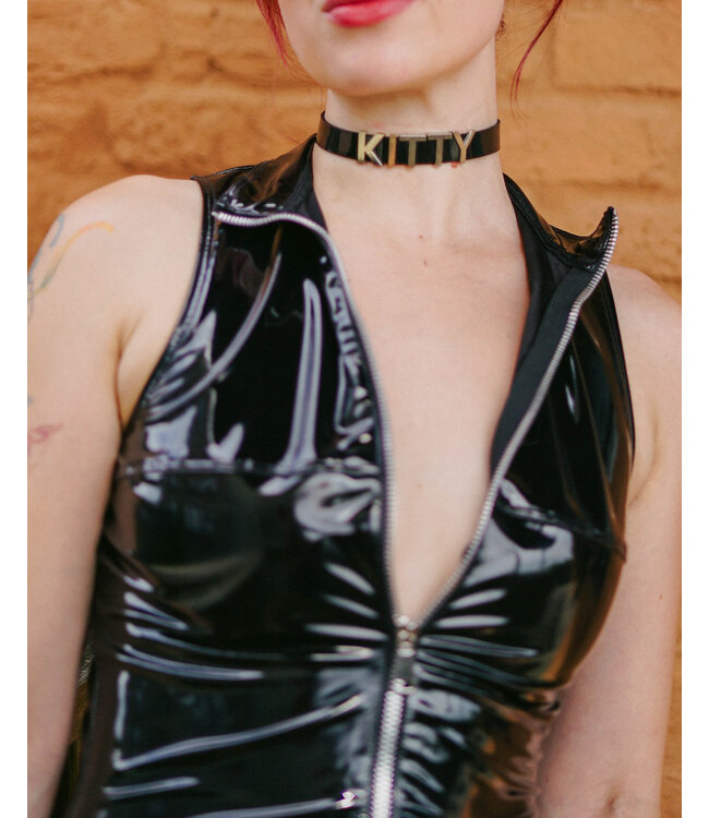 Black Vinyl Name Statement  Choker