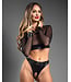 Domina Sheer Mesh & Vegan Leather 2 pc Set w/Crotchless Thong