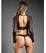 Domina Sheer Mesh & Vegan Leather 2 pc Set w/Crotchless Thong