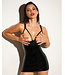 Open Shelf Cup Vinyl & Mesh Babydoll w/Cage Back