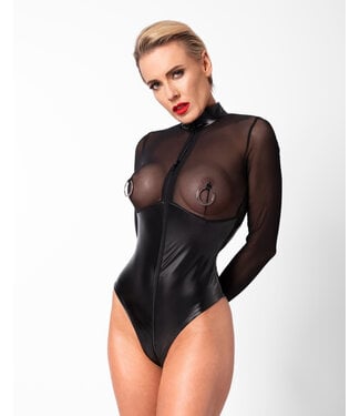 Noir Handmade Edge wetlook and mesh body with rings