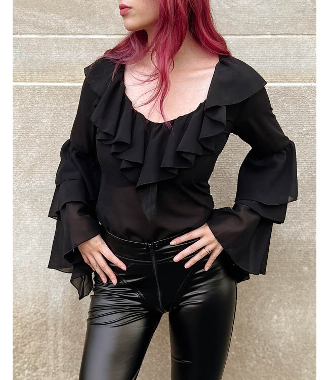 Belladonna Plunge V-neckline Sheer Top