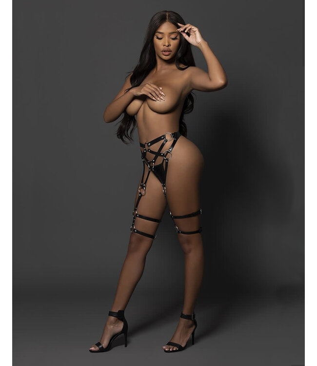 PU Leather strappy garter belt