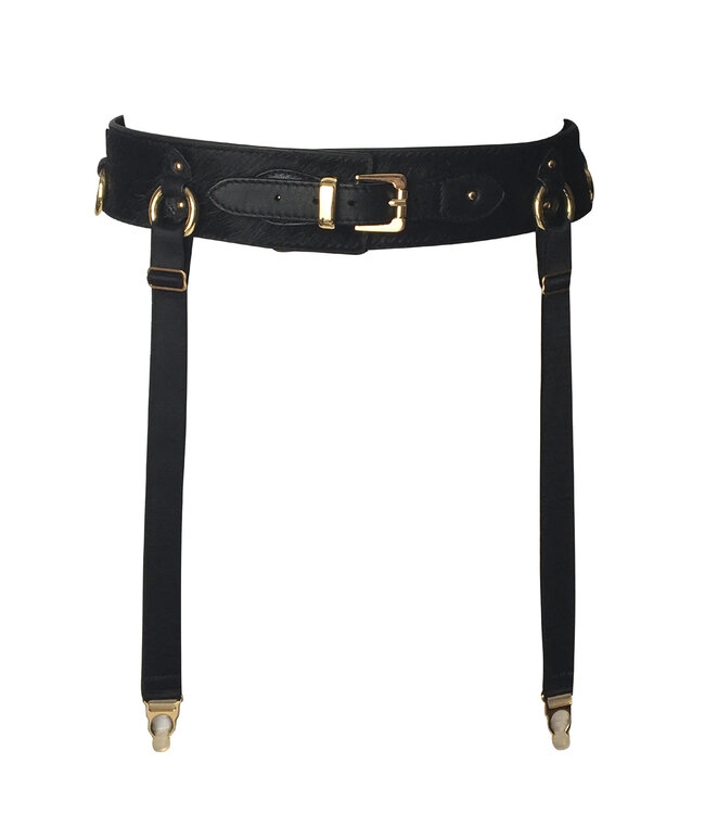 Pony Leather Bondage Suspender Belt