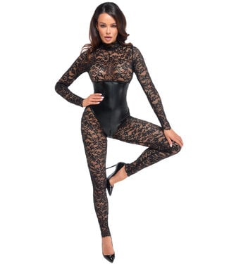 Noir Handmade Enigma lace catsuit with underbust bodice