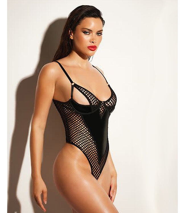 Frisky Fishnet & Vinyl Shelf Cup Peek A Boo Teddy