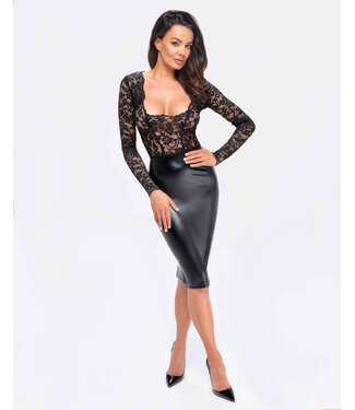 Noir Handmade Euphoria lace and wetlook midi dress