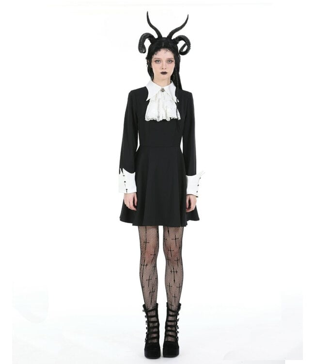 Goth Wednesday Black and White Dress