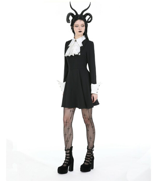 Goth Wednesday Black and White Dress