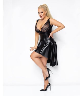 Noir Handmade Powerwetlook Dress with Lace Top