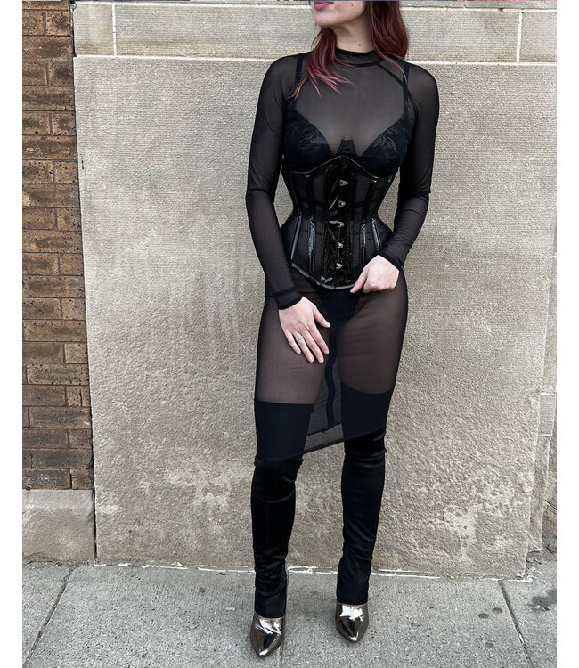 Mesh and Vinyl Underbust Corset