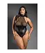 Domina Faux Leather Corset Mesh Teddy