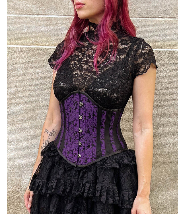 Black and  Purple Waspie Corset