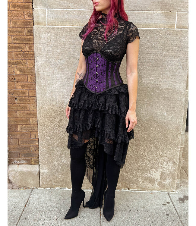 Black and  Purple Waspie Corset