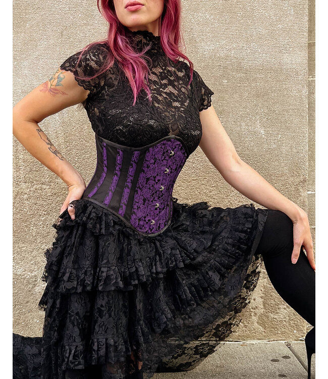 Black and  Purple Waspie Corset